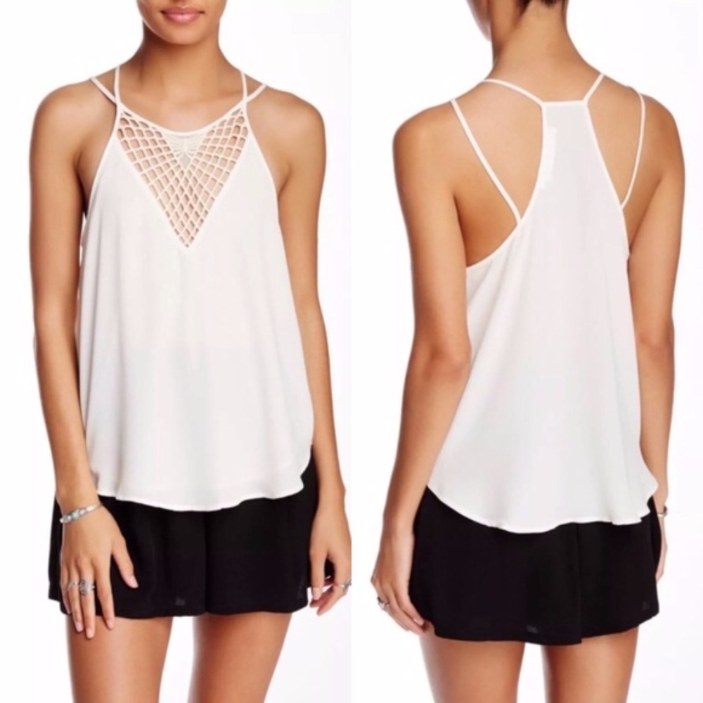 ASTR Crochet Front Detail Tank Top Small